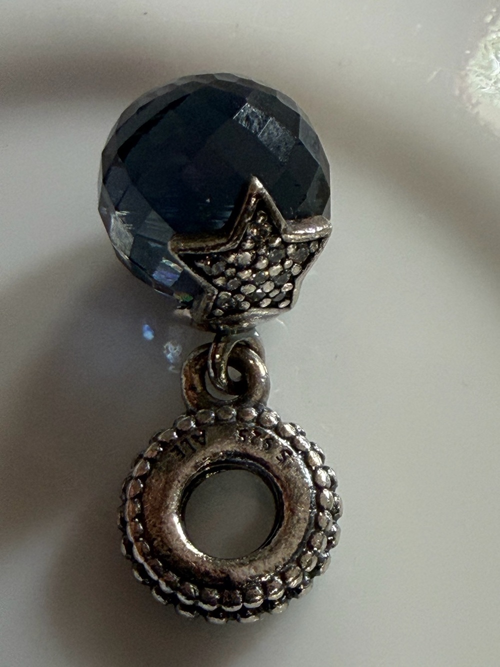 Genuine Pandora MOON & STAR Mignight BLUE CRYSTAL Dangle Charm